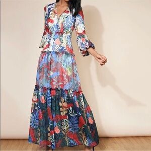Anthropologie Multicolor Floral Long Sleeve Dress